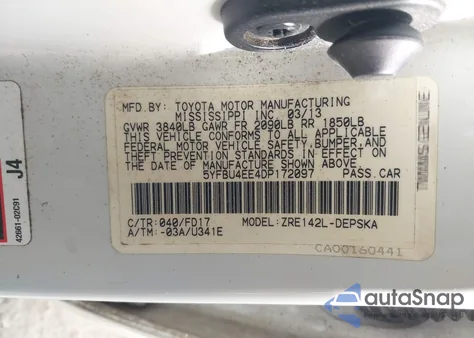 2013 Toyota Corolla S из США, поврежденный, VIN 5YFBU4EE4DP172097